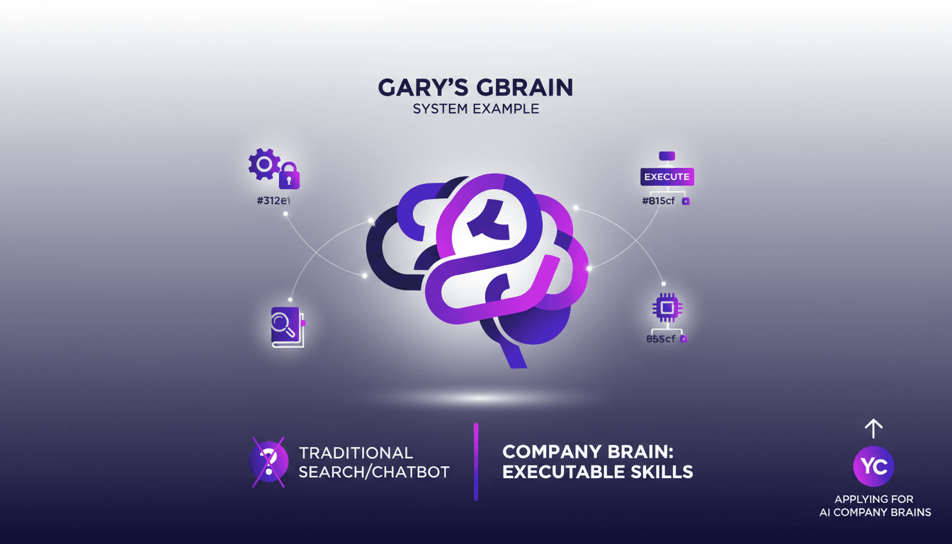 Modern illustration of AI automation challenges in companies, highlighting domain knowledge importance and the concept of a company brain.