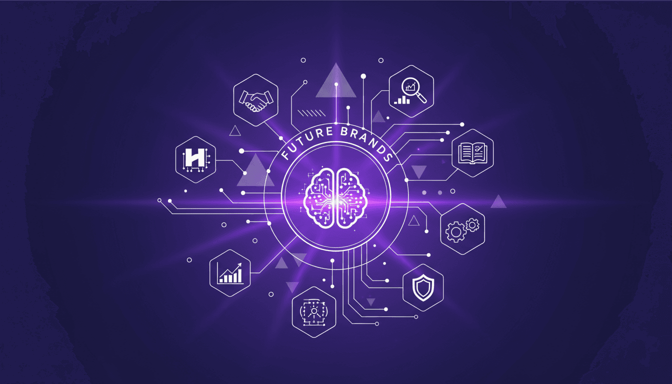 Modern illustration depicting AI integration in marketing, Havas' investment, education and personal development, data privacy considerations.