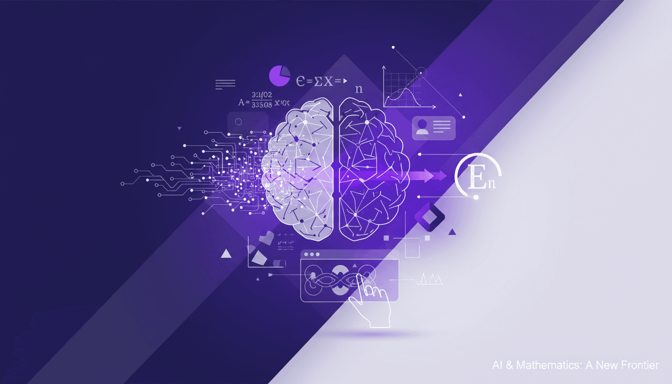 Modern illustration of AI and mathematics, highlighting AI's role in solving complex problems and impacting mathematical research.