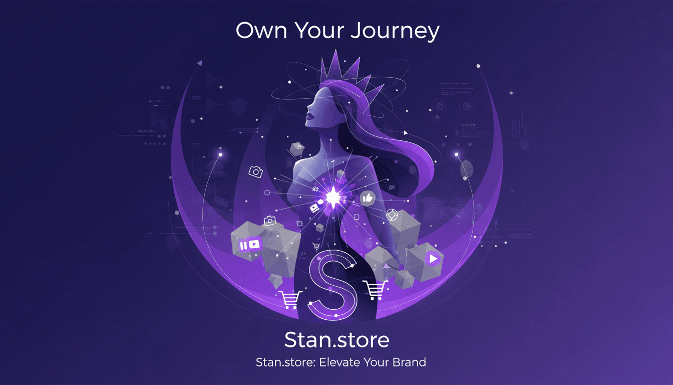 Illustration moderne de mannequinat mode et beauté, défis multitâches, empowerment créateurs de contenu, vente en ligne Stan.tore, marque personnelle réseaux sociaux.