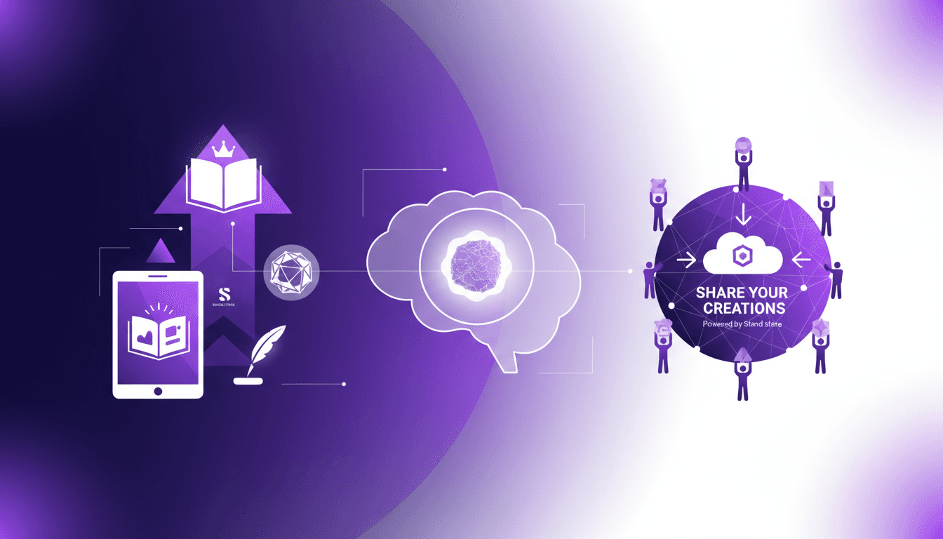 Illustration moderne d'aspiration à devenir principal, écrire un livre pour enfants, partenariat avec Stand.store, encourager la créativité.