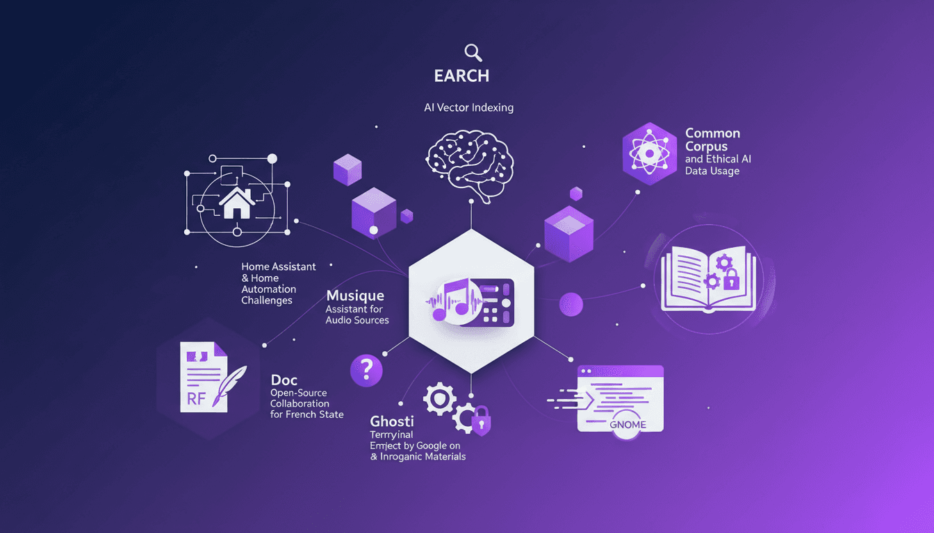 Modern illustration depicting Search ou URCH's impact on AI vector indexing, featuring geometric elements and a clean, minimalist design.