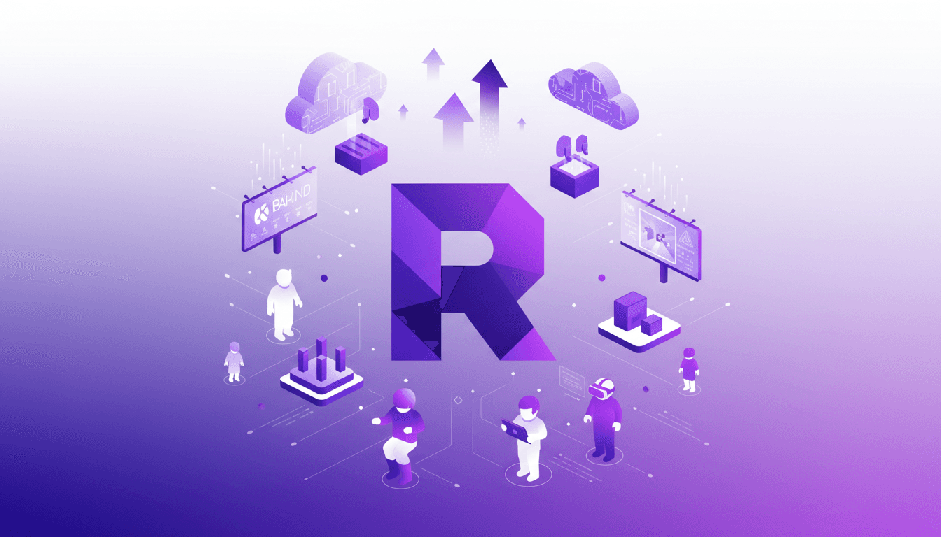 Modern illustration of Roblox's user engagement and growth, highlighting creators' roles and immersive advertising strategies on the platform.