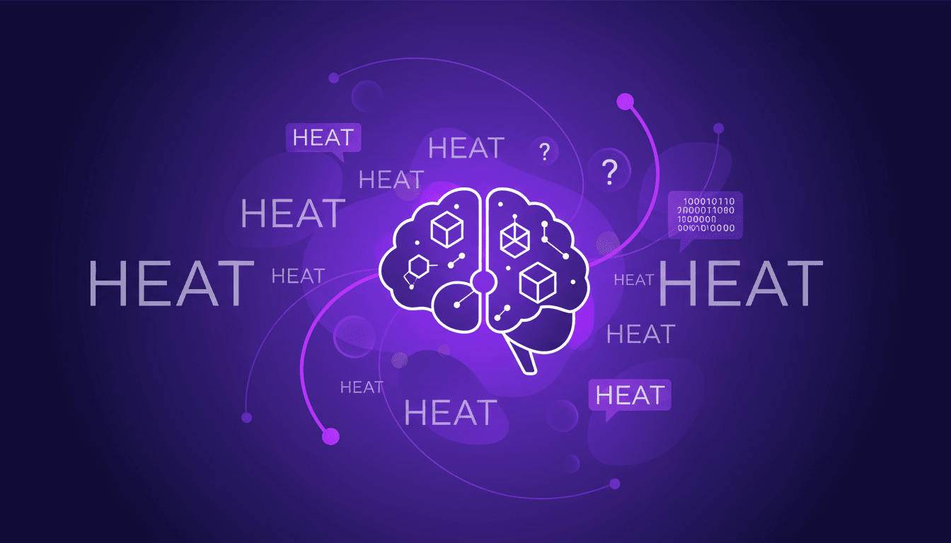Modern AI illustration exploring repetition of 'Heat', concept of 'Heat', communication patterns, and AI content understanding.