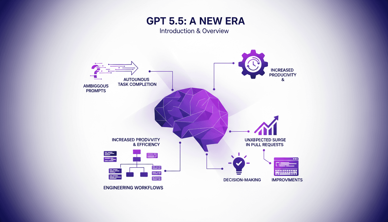 Modern illustration of GPT 5.5 with geometric shapes, symbolizing automation and efficiency in engineering workflows.
