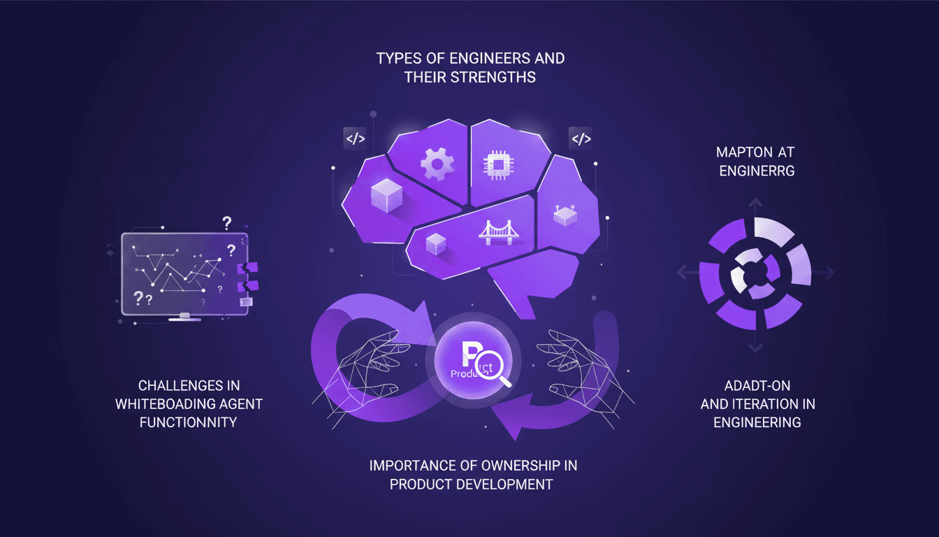Modern illustration of engineer types and strengths, highlighting product engineers' importance and hands-on involvement in development.
