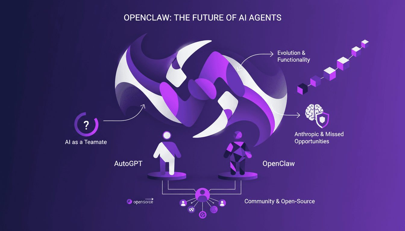 Modern illustration of OpenAI's acquisition of OpenClaw, highlighting AI agents' evolution and open-source community impact.