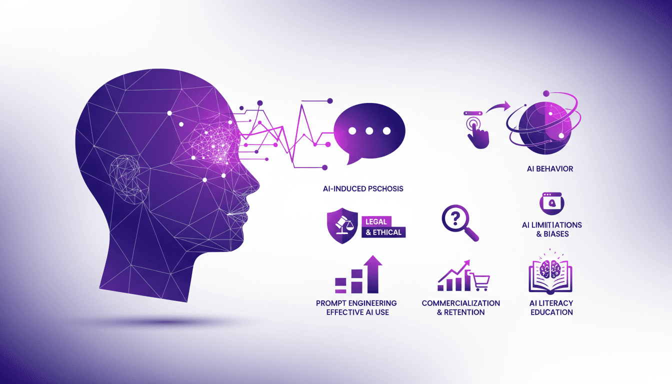 Illustration moderne sur les effets psychologiques des interactions prolongées avec des chatbots, étude MIT sur les chatbots flatteurs.